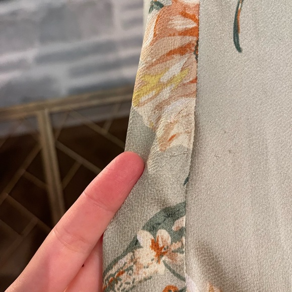 Bridgerton vibes sage green floral satin Nordstrom dress, fully lined - Picture 8 of 9